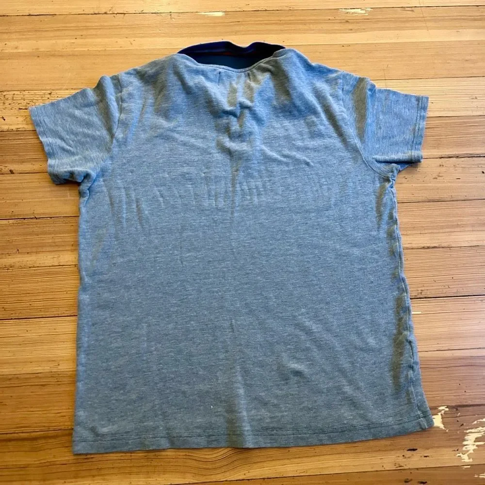 Penguin stripe collar pique pop short sleeve polo. Size L.